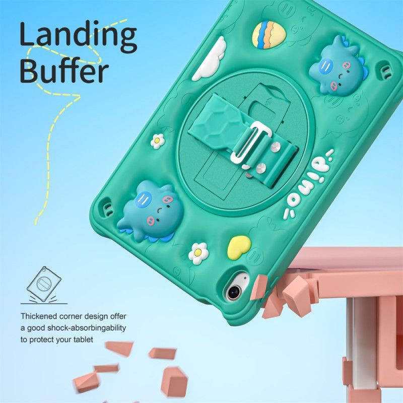 Coque iPad (2025) / 10.9 (2022) Kids Dinosaure Poignée et Support