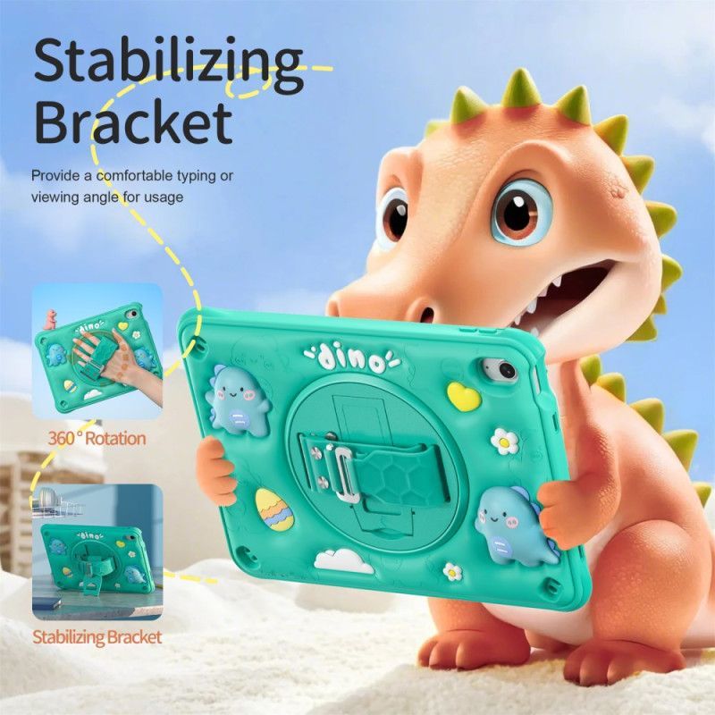 Coque iPad (2025) / 10.9 (2022) Kids Dinosaure Poignée et Support