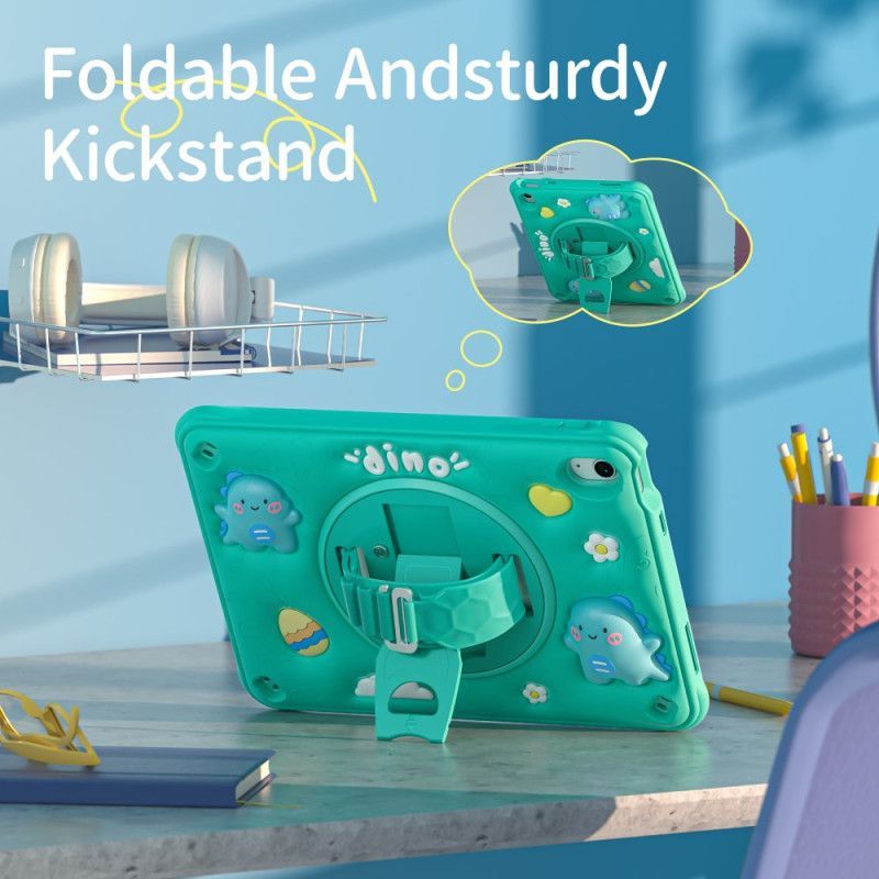 Coque iPad (2025) / 10.9 (2022) KIds Dinosaure Sangle et Support