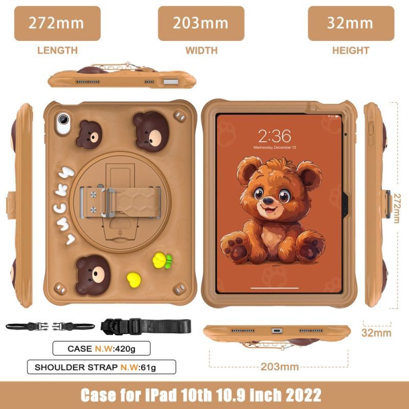Coque iPad (2025) / 10.9 (2022) Kids Ours Sangle et Bandoulière