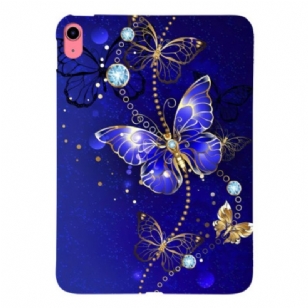 Coque iPad (2025) / 10.9 (2022) Papillons Bleu et Or