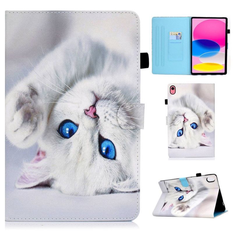 Housse iPad (2025) / 10.9" (2022) Chat Blanc aux Yeux Bleus