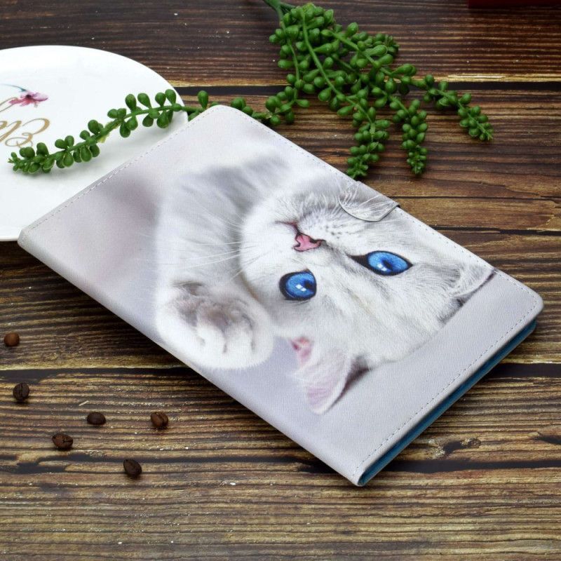 Housse iPad (2025) / 10.9" (2022) Chat Blanc aux Yeux Bleus
