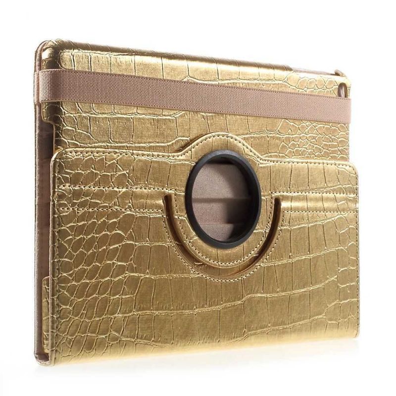 Housse iPad 9.7 2017 / 2018 Style Cuir Alligator - Doré