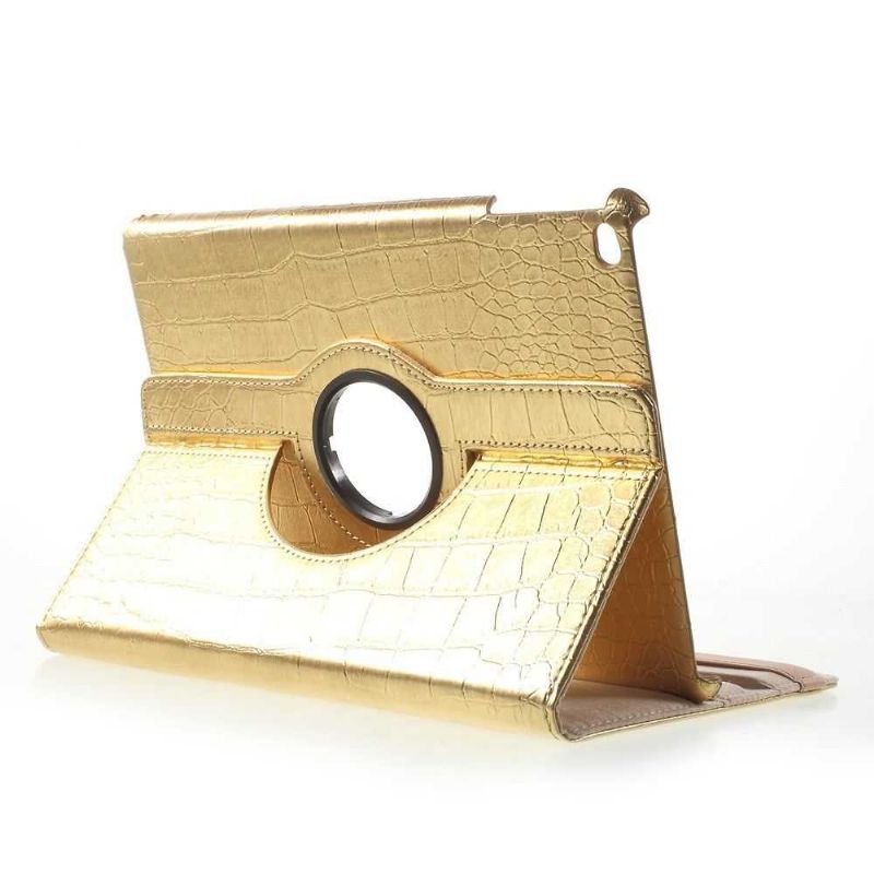 Housse iPad 9.7 2017 / 2018 Style Cuir Alligator - Doré