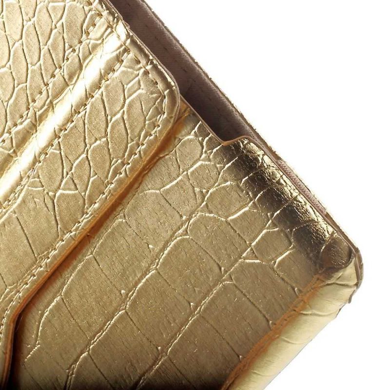 Housse iPad 9.7 2017 / 2018 Style Cuir Alligator - Doré