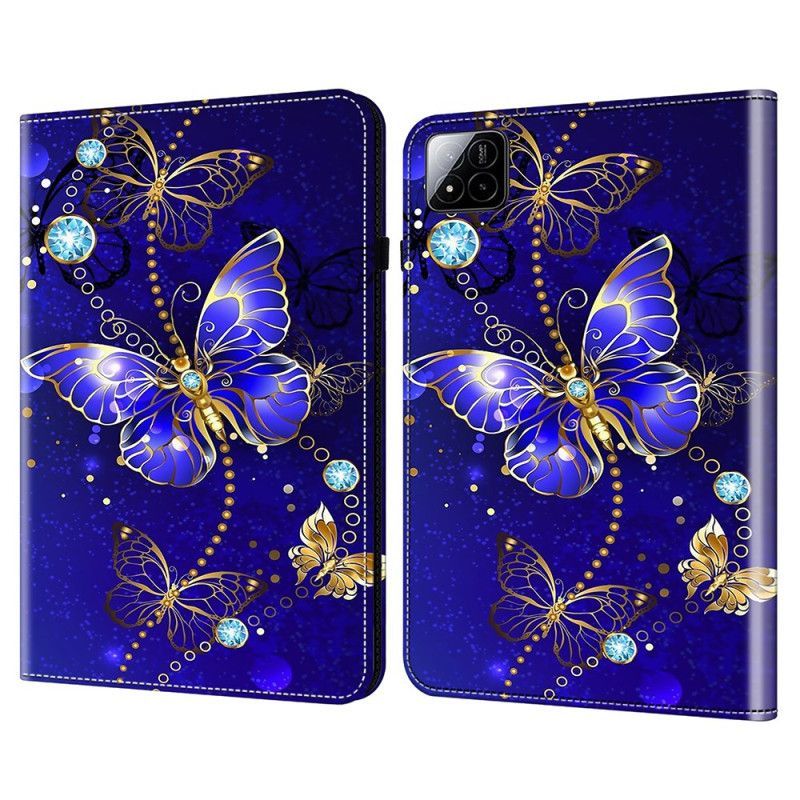 Étui Xiaomi Pad 7 / 7 Pro Papillons Bleus et Diamants