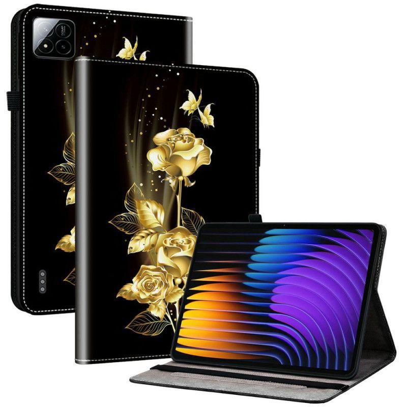 Housse Xiaomi Pad 7 / Pad 7 Pro Roses Dorées et Papillons