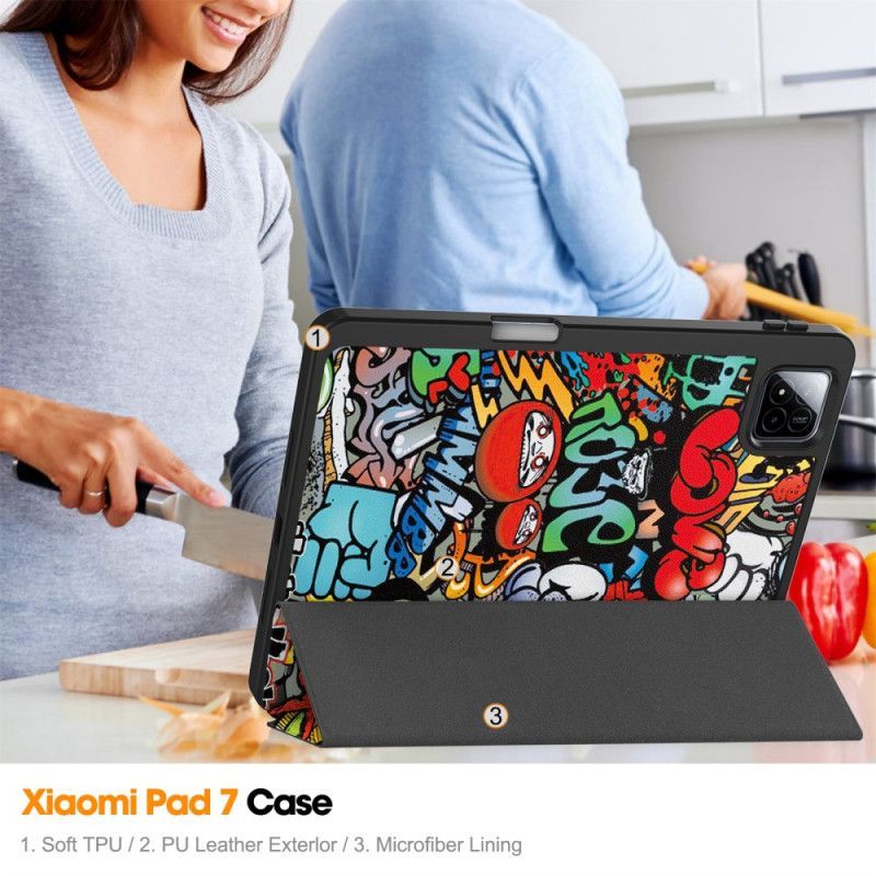 Smart Case Xiaomi Pad 7 / Pad 7 Pro Porte-Stylet Graffiti