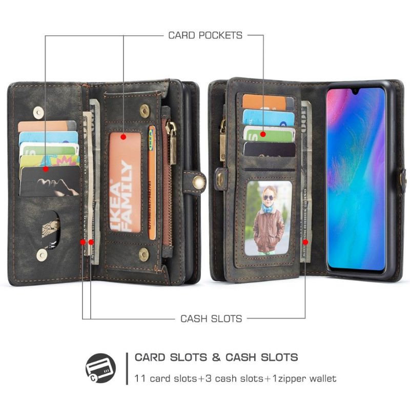 Huawei P30 Lite - Housse portefeuille avec Coque détachable