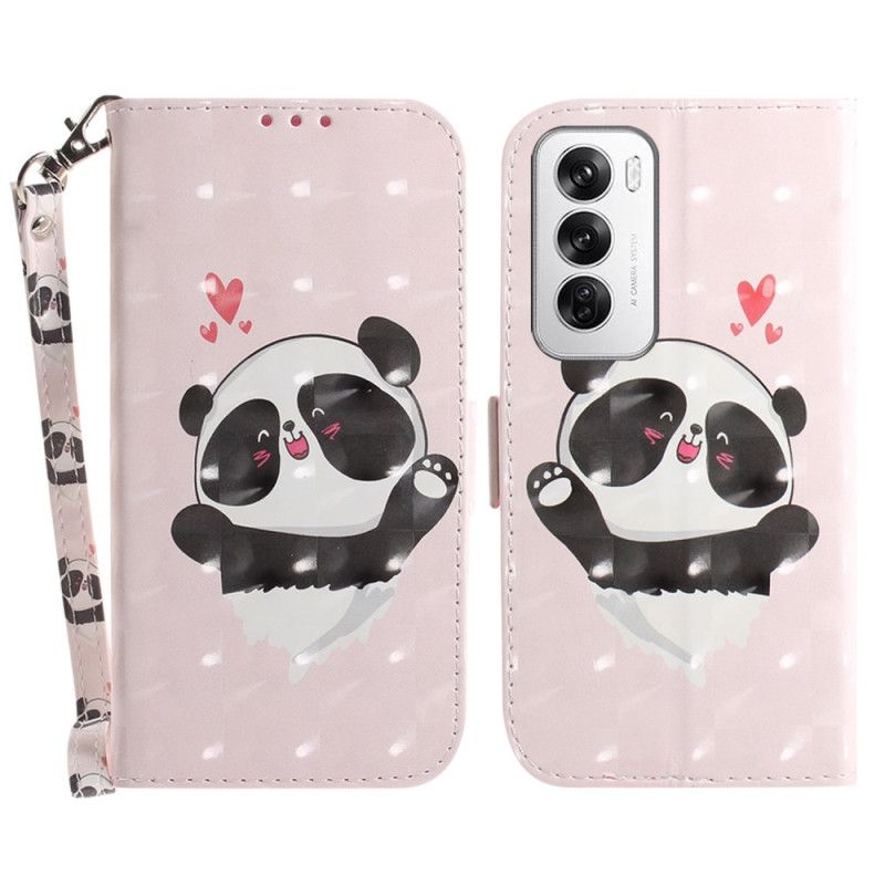 Housse Oppo Reno 12 5G Panda Love à Lanière