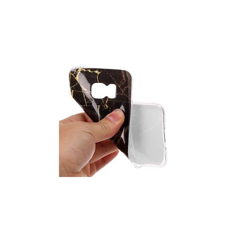 Coque Samsung Galaxy S7 Marbre - Noir / Or