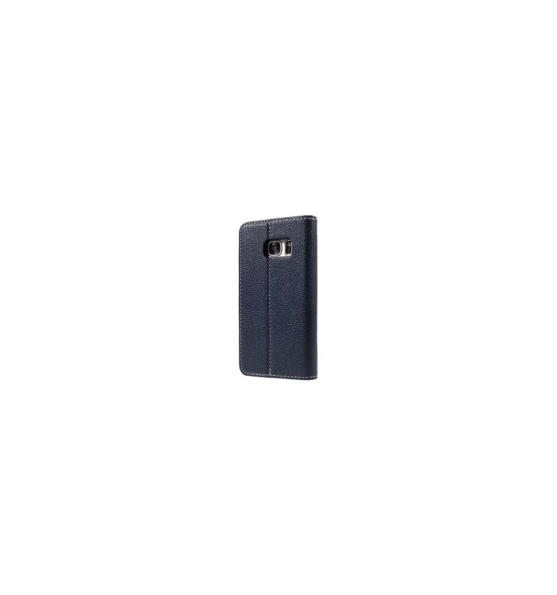 Housse Samsung Galaxy S7 Cuir texture litchi - Bleu marine