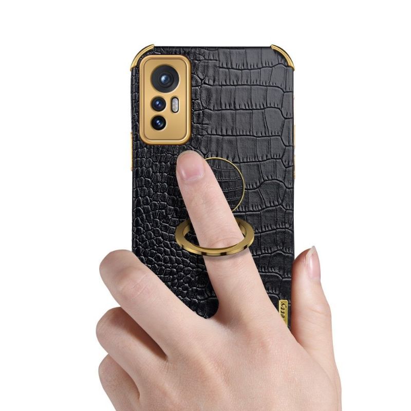 Coque Xiaomi 12 Pro Effet Croco avec Anneau