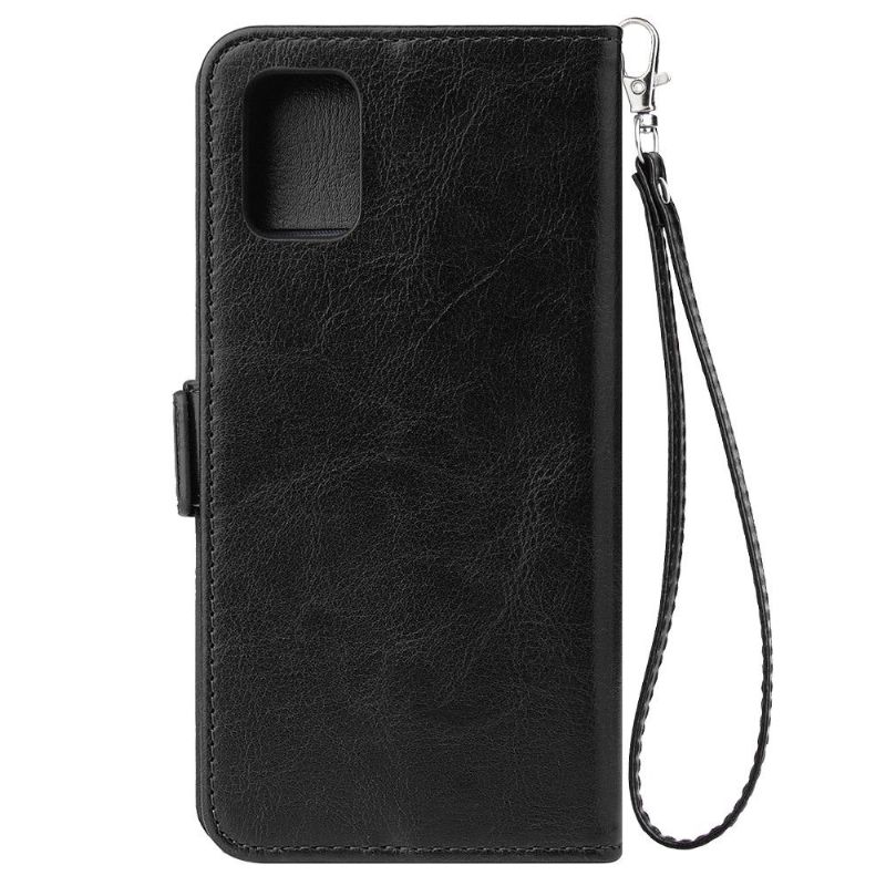 Étui à rabat Samsung Galaxy A51 effet cuir avec lanière